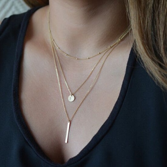 Urban Outfitters Jewelry - Geometric necklace Triple sets Gold Silver